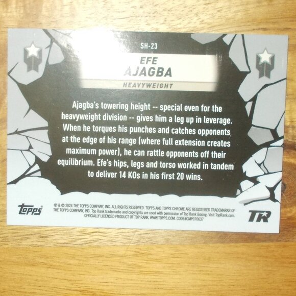 Efe Ajagba 2024 Topps Chrome Boxing Smash Hits Insert Top Rank Boxing - Picture 2 of 2